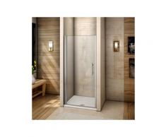 Porte de douche pivotante 80x195cm verre anticalcaire installation en niche avec le receveur de
