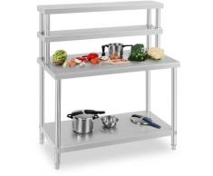 Royal Catering - Table De Travail En Acier Inoxydable + Tablette 120X70Cm Table De Cuisine Murale