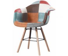 Made4us - INAYA - 1 fauteuil scandinave - Cuir - Multicolore - pieds en bois et metal design salle
