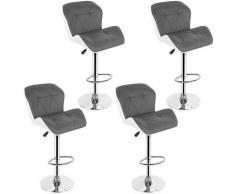 WYCTIN®lot de 4 tabouret de bar,GRIS,Tank Bar Gris Blanc Chaises de Bar Cuir en Artificiel Hauteur