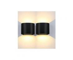10W Appliques Murales Interieures/ Exterieure,Noir 3000K Demi-circulaire LED Mur Lumière,IP65
