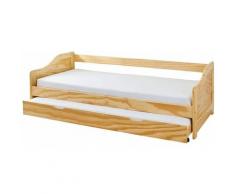 JESSICA - Lit 90x200 cm Gigogne Bois Massif Naturel