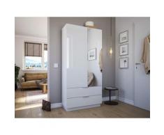 Meuble chaussures Castello-L 1porte miroir tiroirs pour 30paires Blanc brillant