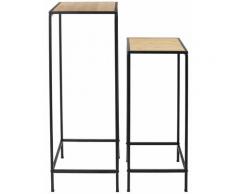 Toilinux - Duo de Sellettes Gigognes en bambou et métal - Longueur/Largeur 34 Hauteur 90 cm - Noir