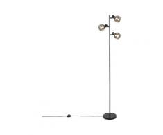 QAZQA vidro - Lampadaire Art Deco - 3 lumière - H 150 cm - Noir - Art Deco - Éclairage intérieur