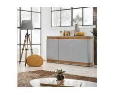 Price Factory - Buffet, bahut, enfilade MUNICH trois portes. Coloris gris perle et chêne. Style