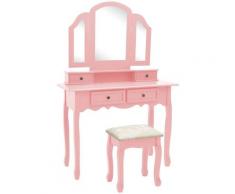 Ensemble de coiffeuse et tabouret Rose 100x40x146 cm Paulownia