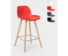 Tabouret de bar et cuisine avec pieds en bois design eiffel Burj 65 cm | Rouge