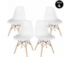 Mc Haus - Pack 4 chaises blanches design nordique Sena pour salon balcon terrasse -McHaus