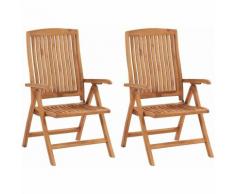 Chaises inclinables de jardin 2 pcs Bois de teck solide