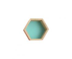 Étagère murale en bois massif présentoir étagère hexagonale en nid d'abeille (grande, verte)