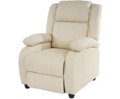 Fauteuil de télévision, fauteuil relax Lincoln, relaxation, similicuir ~ crème