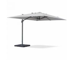 Parasol déporté rectangulaire St. Jean de Luz 3x4m excentré inclinable rotatif à 360° Gris clair