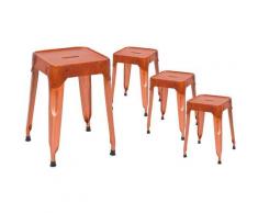 Loft Cuir - Lot 4 Tabourets métal