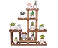 UNHO Petite Étagère Plante Balcon Porte Plante Succulente en Bois Massif Support pour Plantes à 5