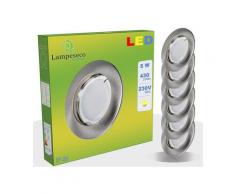 Lot de 8 Spot Led Encastrable Complete Alu Brossé Lumière Blanc Chaud 5W eq.50W ref.763
