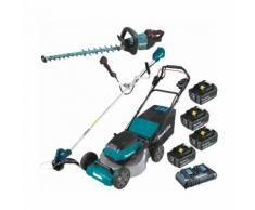 Pack Makita Jardin: tondeuse autractée 36V 53cm DLM532 + coupe herbes 30cm DUR187U + taille haie