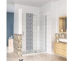 porte de douche coulissante 140x190cm en 8mm verre anticalcaire installation en niche