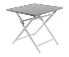 Edenjardin - Table d'extérieur pliante carrée en aluminium couleur blanc 70 x 70 x 71 cm