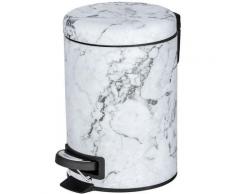 Poubelle à pédale effet marbre Onyx - 3 L - 17 x 22 x 25 - Blanc
