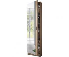 Meuble à Chaussures avec miroir en imitation chêne canadian - Hauteur 180 x Longueur 50 x