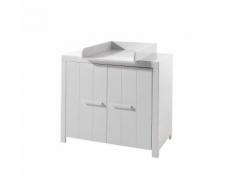 Commode à langer contemporaine pin massif laqué blanc Ulrick