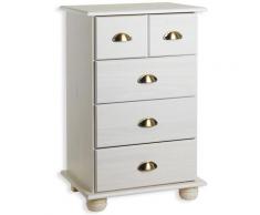 Commode COLMAR chiffonnier apothicaire rangement avec 4 tiroirs en pin massif lasuré blanc