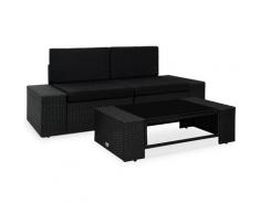 Salon de jardin 3 pcs Résine tressée Noir