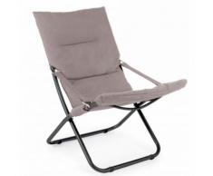 Chilienne Relax en aluminium coloris taupe - Dim : L 85 x P 58 x H 82 cm -PEGANE-