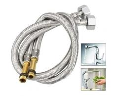 2 Pcs Flexible de Douche Flexible en Acier Inoxydable Longueur 60cm pour Robinet Tuyau Cuisine