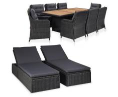 True Deal - Salon de jardin 11 pcs Résine tressée Noir