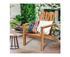 Chaise Extérieur en Bois d'Acacia Design Adirondack Résistant aux Intempéries Charge 160 Kg Salon