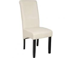 Chaise de Salle à manger Rembourrée Design 106 cm Structure en Bois Crème et Noir - crème