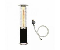 Parasol chauffant 13kw RONDO Noir à gaz Flamme vive Chauffage terrasse exterieur Roulettes