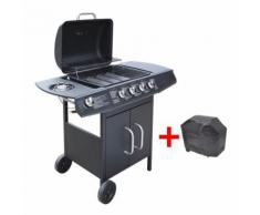 Barbecue à gaz 4 + 1 zone de cuisson Noir