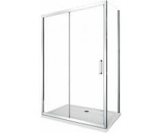 Cabine de douche de 6 millimètres angulaire avec deux faces H.190 un mur fixe lateral et une porte