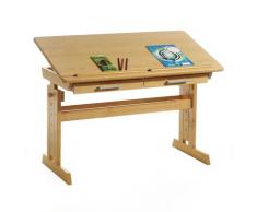 Bureau enfant écolier junior OLIVIA table à dessin réglable en hauteur et pupitre inclinable avec 2