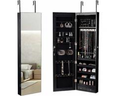 Armoire à Bijoux Mural Armoire Bijoux de Rangement avec Miroir et Lumière LED 120 x 36 x 10 cm
