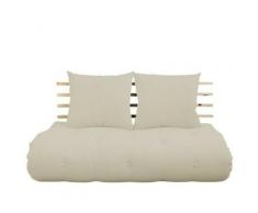 Canapé lit futon SHIN SANO beige et pin massif couchage 140*200 cm. - taupe