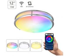 Plafonnier Intelligent Plafonnier Wi-Fi Encastre 2700K-6500K Blanc Et Rvb Plafonniers A Intensite