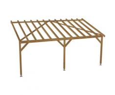 Carport adossé |6x3| - Tuilable pente 30% - Bois massif traité CL3 Marron - Robuste |+ Vis