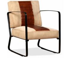 Vidaxl - Chaise de Salon Marron Cuir Véritable et Toile