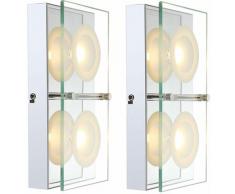 Luxe ensemble de 2 appliques murales LED salle à manger en verre lampes radiateur chrome EEK A