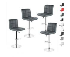 Gris - Lot De 4 Tabouret De Bar En Pu, Tabouret De Cuisine, Tabouret Design