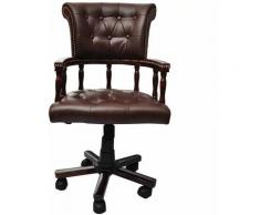 Fauteuil chaise chaise de bureau en cuir mélangé marron - Marron