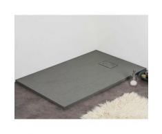 Receveur de douche 90 x 150 cm extra plat PIATTO en SoliCast® surface ardoisée, rectangulaire gris