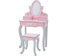 Fantasyfields - Coiffeuse Enfant En Bois Table Maquillage Avec Miroir Et Tabouret Rose Fantasy