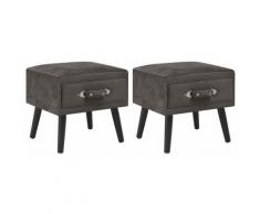 Helloshop26 - Table de nuit chevet commode armoire meuble chambre 2 pcs gris 40x35x40 cm velours