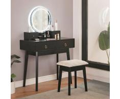 WYCTIN®Coiffeuse Table de Maquillage Commode avec Miroir 2 Grands Tiroirs Coulissants avec Chaise