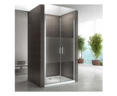 Cadentro - Porte de douche hauteur 185 cm en verre de sécurité semi-transparent 77-80x185 cm